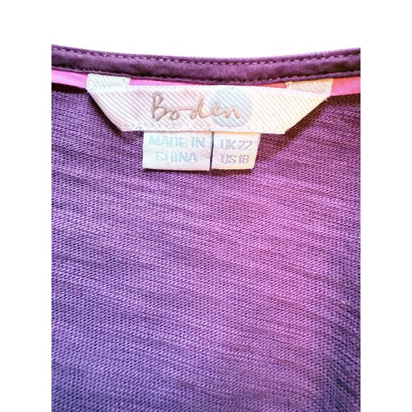 Boden Cotton Purple Tunic Dress with Pink Cross Tie Neckline - Size 18 - Picture 8 of 10